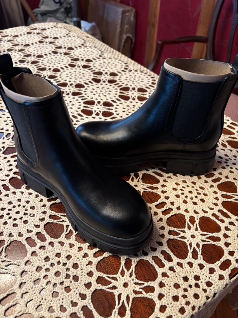 Nine West Black Chunky KIMMA Platform Chelsea Boots NWT